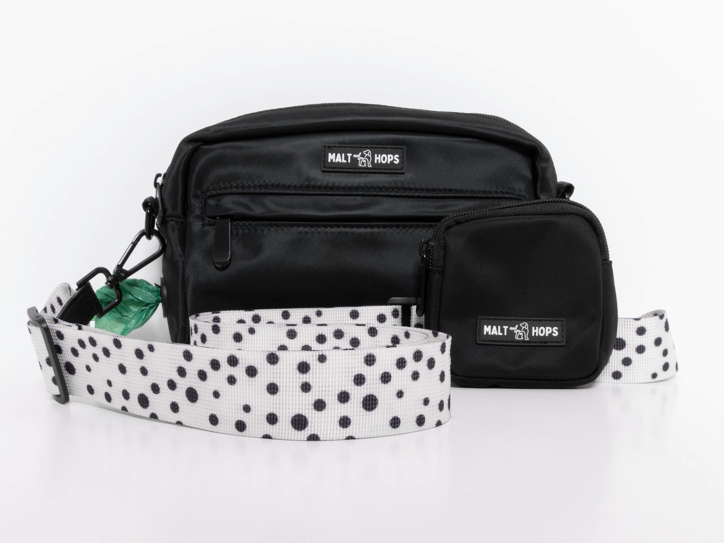White and Black Polka Dot Bag Strap