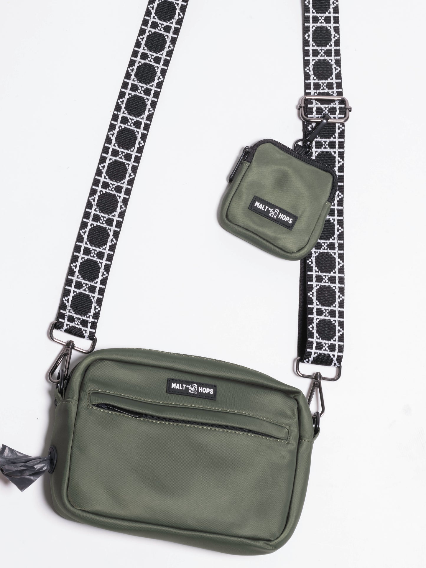 Black and White Geo Webbing Bag Strap