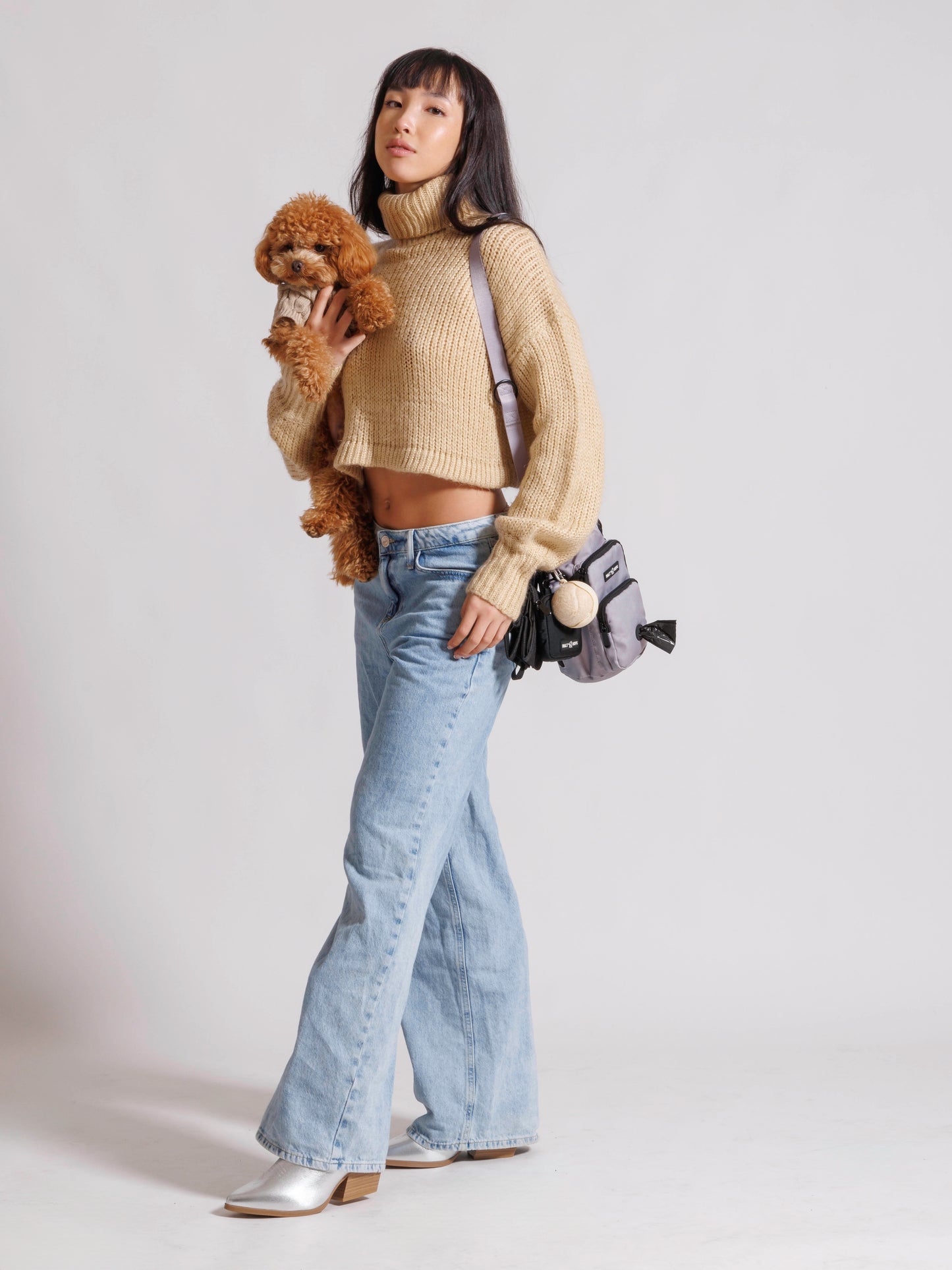 Light Grey Water Bottle Dog Walking Bag