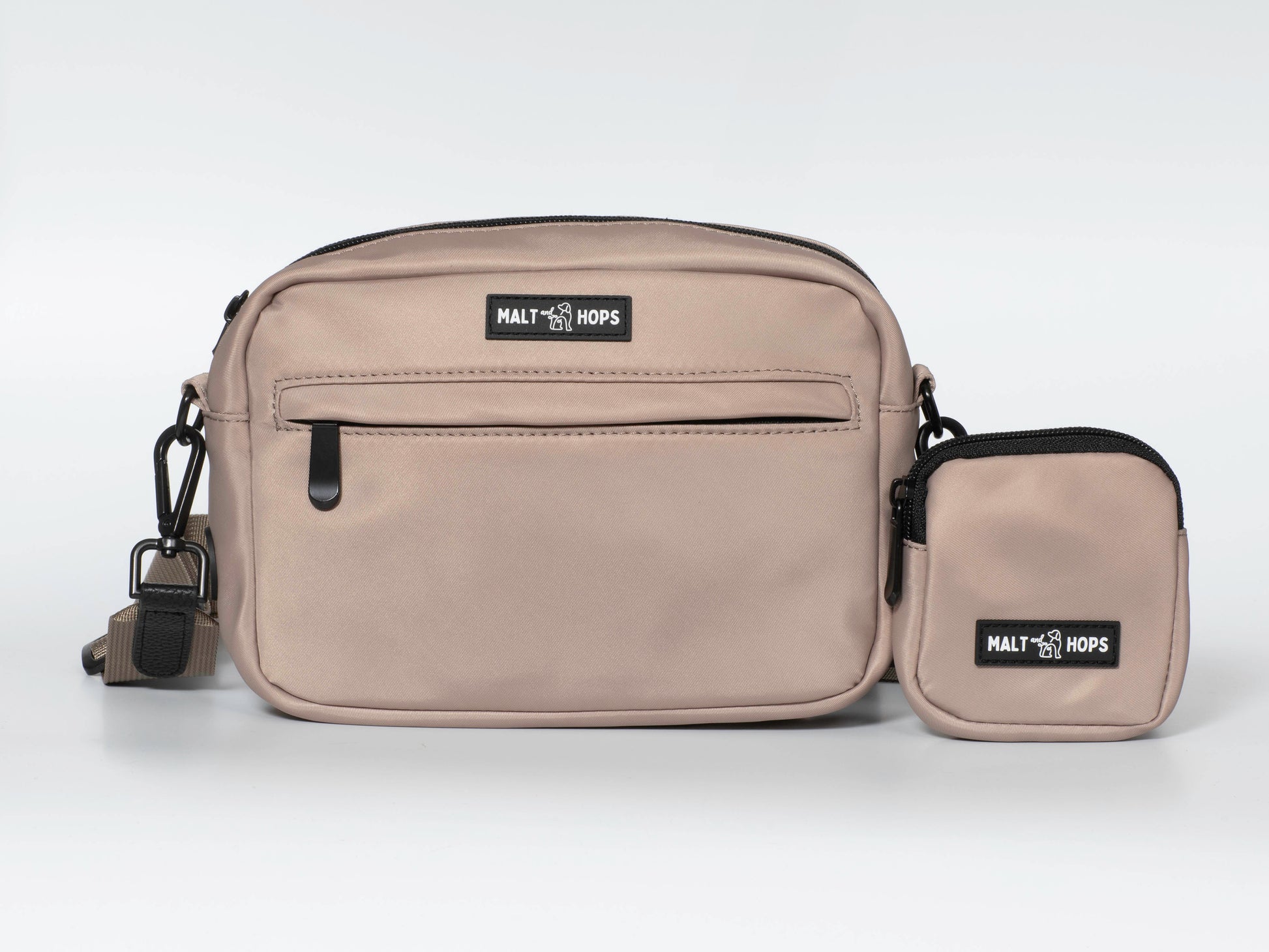 taupe loop messenger bag